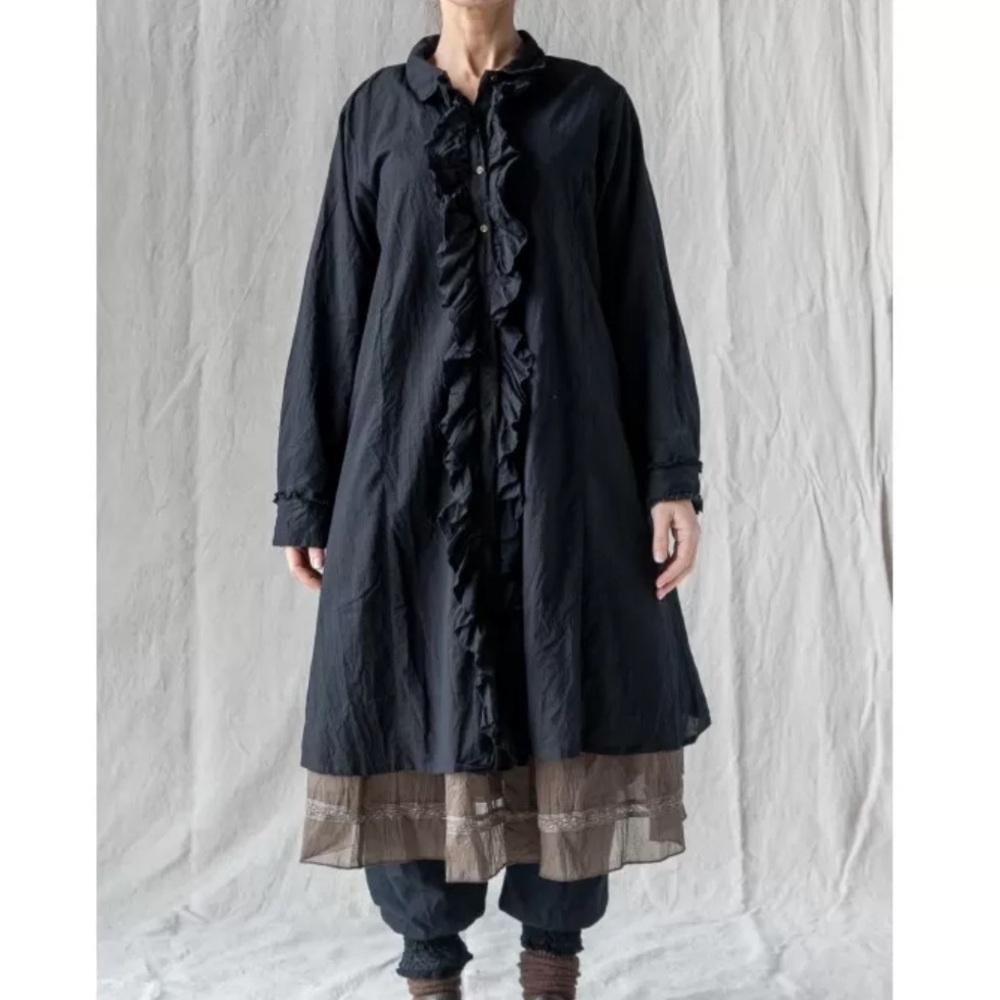 Les Ours “Eloisa” Black Ruffle Dress